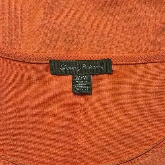 Tommy Bahama Light Weight Orange 3/4 Sleeve Top Medium - Picture 5 of 6